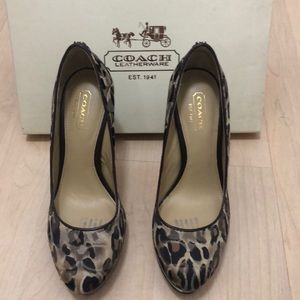 Coach leopard print platform heels